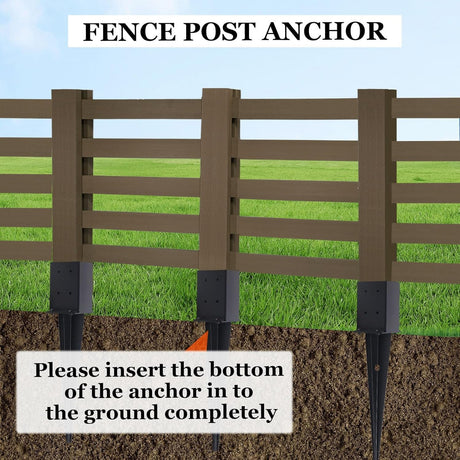 4 Pcs 4"x4" Fence Post Anchor,（Inner Size 3.6"x3.6"） Heavy Duty Fence Post Anchor Ground Spike 22" with Black Powder-Coated Outdoor Support Deck,Fence,Porch,Railing,Mailbox.. XIHUWZ