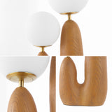 JONATHAN Y JYL4065A Oda 17.75" 2-Light Modern Bohemian Resin/Iron/Frosted Glass Danish Cactus LED Table Lamp, Brown Wood Finish, for Living Room, Office, Bedroom JONATHAN Y