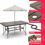 Pamapic 7 Piece Patio Dining Set for 6,Outdoor Wicker Furniture Set for Backyard Garden Deck Poolside with 4 Dining Chairs and 2 Swivel Rockers,Iron Slats Table Top, Removable Cushions(Gray) Pamapic