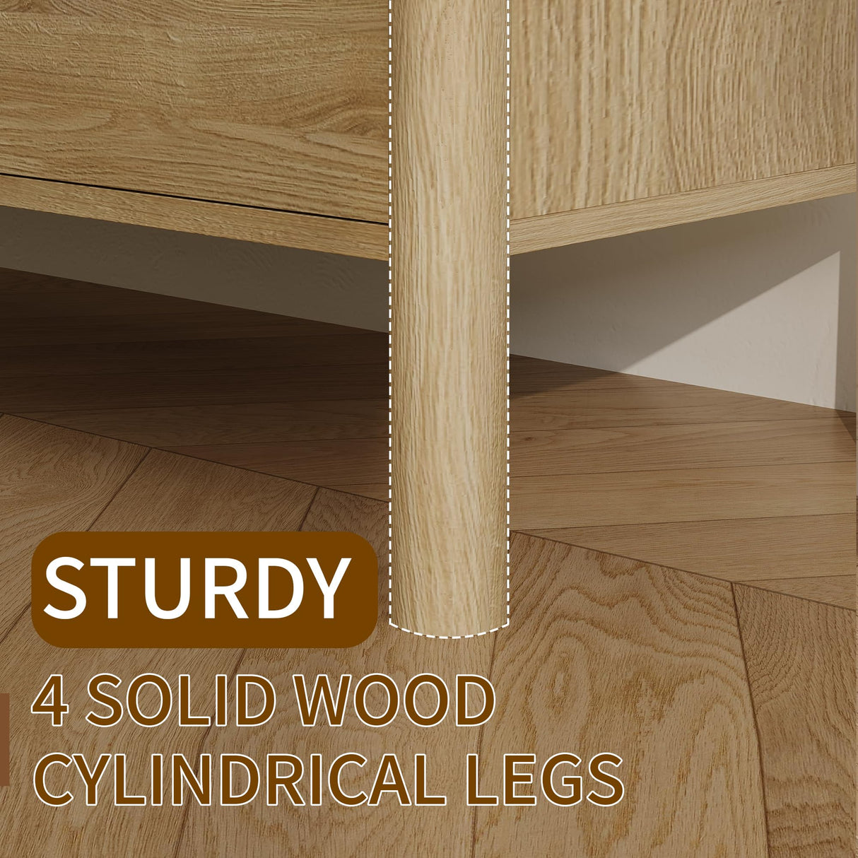 CHUWELL Dresser for Bedroom, 63" Wide Mid Century Modern Chest of Drawers with 9 Large Storage Space and 4 Solid Wood Cylindrical Legs, 9 Drawer Large Dresser for Bedroom(Oak) CHUWELL