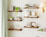 Fixwal 15.8in Floating Shelves, Set of 6 Wood Shelves, Farmhouse Shelf Wall Decor for Bathroom, Bedroom, Living and Kitchen Room (Rustic Brown) Fixwal