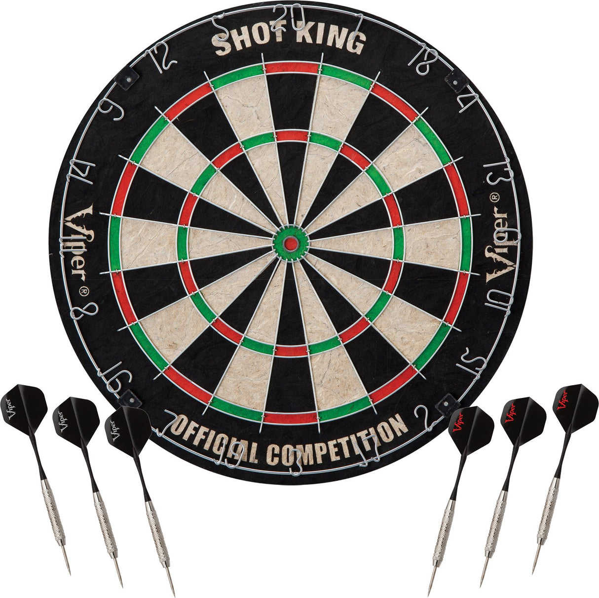 Viper Stadium Cabinet & Shot King Sisal/Bristle Dartboard Ready-to-Play Bundle: Elite Set (Shot King Dartboard, Darts, Shadow Buster and Laser Throw Line), Black (40-1213) Viper