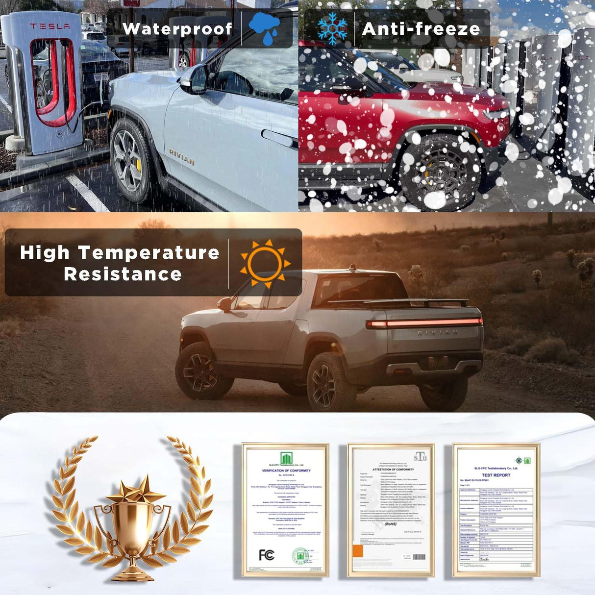 MUETUX Nacs Supercharger to CCS1 Charging Adapter, [Max 500A, 1000V] fit for Rivian,Ford,Mustang,GM EVs,Volvo,Polestar, NACS to CCS Adapter, Tesla Supercharger Adapter,fit for Tesla V1/V2/V3/V4 DC MUETUX