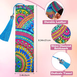 6 Pieces 5D Diamond Bookmark DIY Painting Bookmark Floral Beaded Leather Tassel Bookmarks for DIY Making Arts Crafts Adults Graduation Birthday Embroidery(Classic Style) Zonon