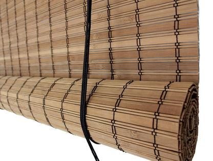 Seta Direct, Brown Bamboo Slat Roll Up Blind - 95-Inch Wide by 72-Inch Long - WoodArtSupply