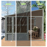 EROMMY 10' x 16' Sunroom, Wall Mounted Gazebo Solarium with Aluminum Frame, Polycarbonate Roof, Permanent Sun Room with Sliding Doors, Lockable PC Screen Walls, Lean to Gazebo for Garden, Patio, Deck EROMMY