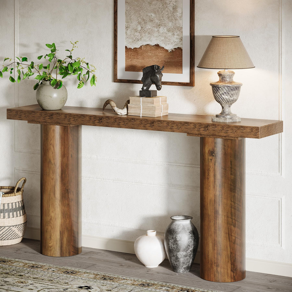 Tribesigns 63" Farmhouse Entryway Console Table, Narrow Long Sofa Table Behind Couch for Living Room, Hallway, Entrance, Foyer Tribesigns
