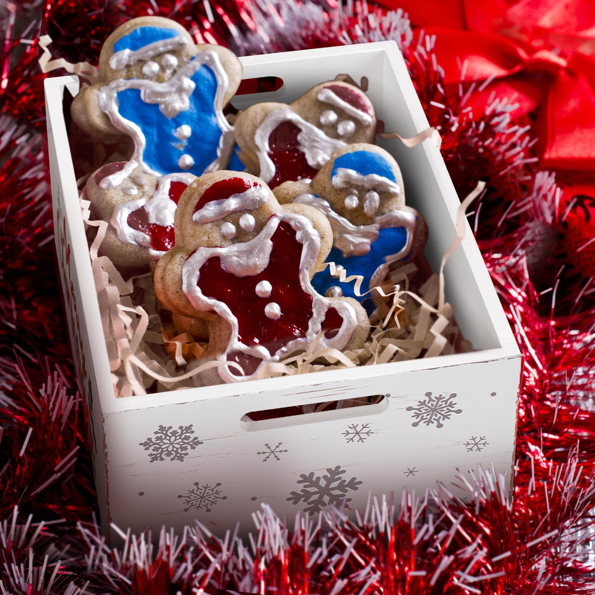 Namalu Christmas Hot Cocoa Bar Storage Box Wooden Crate with Handles Hot Cocoa Decorative Rustic Farmhouse Wood Basket Christmas Wood Storage Bins Organizer Bucket for Xmas Candy Dish Home(White) Namalu