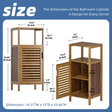 HITNET Bathroom Cabinet, Bamboo Floor Cabinet Free Standing, 4 Tier Sofa Side Storage Cupboard for Living Room Kitchen Bedroom, Walnut HITNET