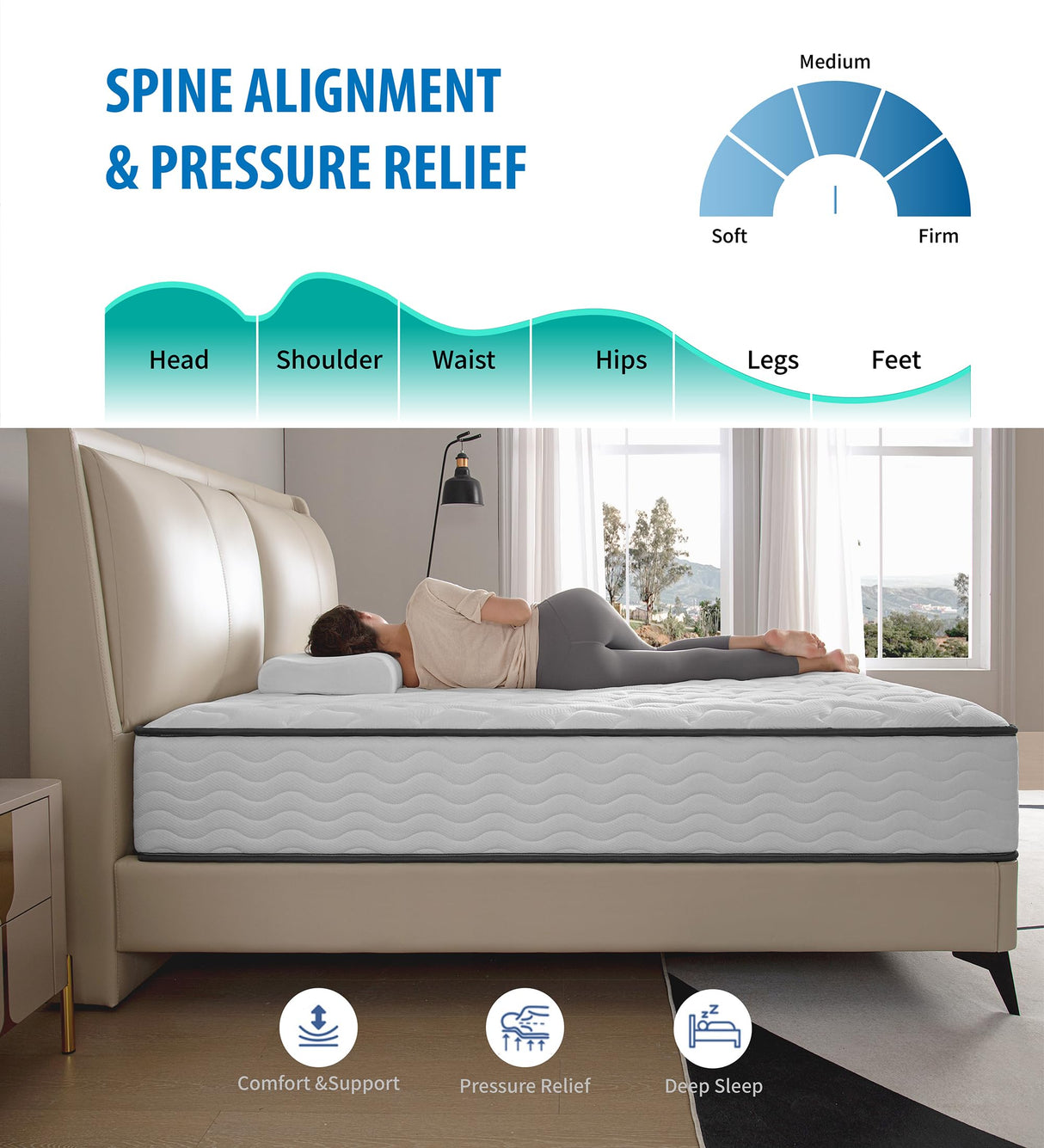 Cejato Queen Mattresses,12 Inch Queen Size Mattress in a Box,Memory Foam Hybrid White Mattress with Provide Support and Improve Sleep Mattresses,Medium Firm,CertiPUR-US. Cejato