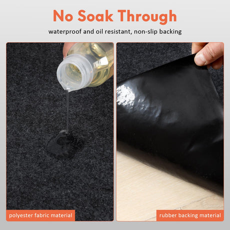 JERIA Oil Spill Mat (17x7.9 Ft) for Under Car Driveway Mats Oil Leaks Absorbent Oil Pad,Rubber Mat Garage Floor,Reusable,Waterproof Backing,Stain Resistant JERIA