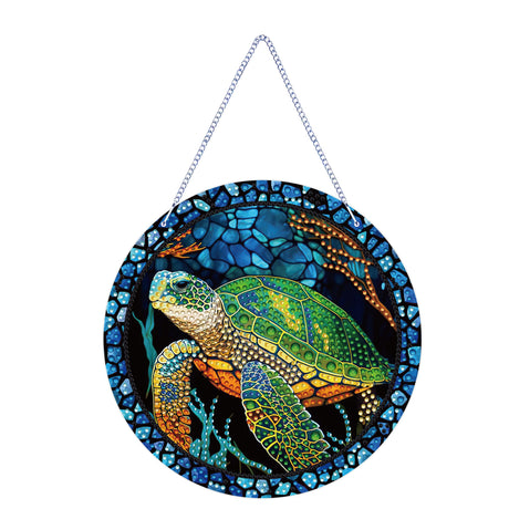 LYENYI Sea Turtle Hanging Ornament, Acrylic Diamond Painting Pendant, 7.48 inch, Green, Birthday, Wedding, Thanksgiving, Graduation, Anniversary, Halloween, Christmas Gift Sesyomr