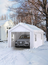 Hipicute 12' x 20' x 11' Heavy-Duty Portable Garage with Canopy Roof, Front and Back Doors, Roll-Up Windows, Portable Carport Reinforced Structure for Cars, Trucks, Boats, and Parties - White Hipicute