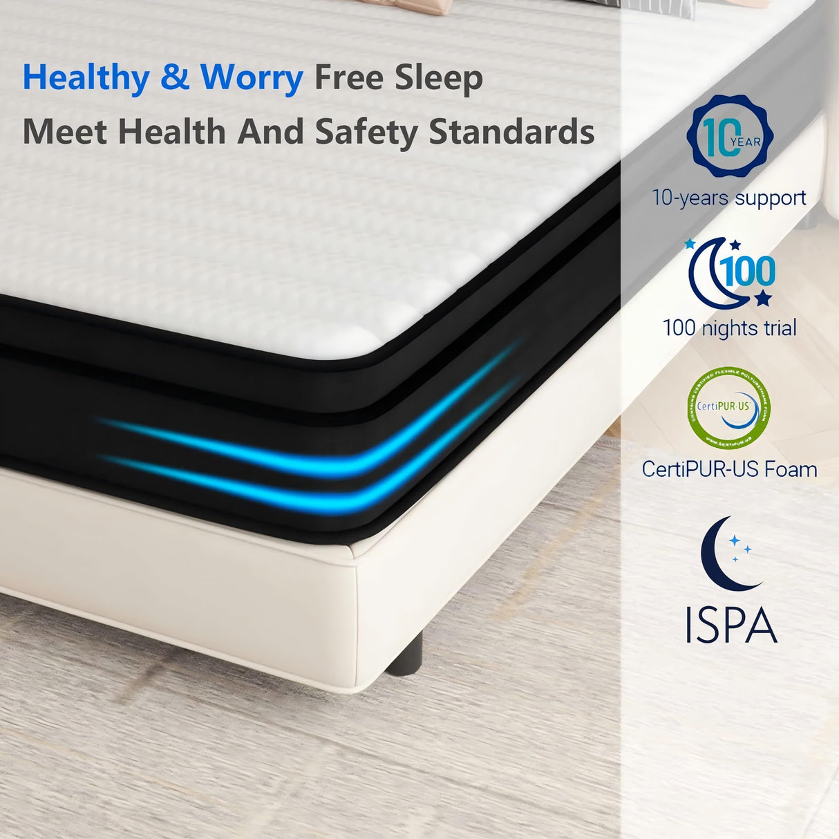 Crayan Queen Mattress, 12 Inch Hybrid Memory Foam Mattress in a Box with Individual Pocket Spring for Motion Isolation & Silent Sleep, CertiPUR-US Crayan