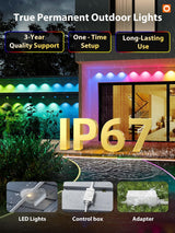 addlon 200FT Permanent Outdoor Lights, Cuttable & Extendable Smart RGB LED Lights for House & Outdoor Decor, App & Remote Control, IP67 Waterproof for Christmas, Holiday, Party, Halloween Decorations addlon
