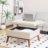 Redlife Ottoman Coffee Table, 31" Wide Rectangular Large Ottoman with Storage, Lift Top Ottoman Coffee Table Mid Century Modern Rectangle Coffee Tables for Living Room (Beige Rectangle) Redlifeᅟᅠ
