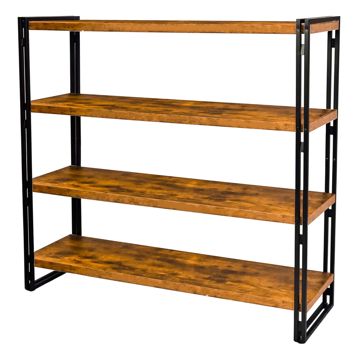 HIBOAT 47" 4-Tier Bookshelf Rustic Wood and Metal Industrial Bookshelf for Home Office, Bedroom, Kitchen, Bathroom (Rustic Brown, 4-Tier) HIBOAT
