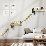 PELUOMOZ Cat Climbing Shelves Wall Mounted 2PCS Four Steps Reversible Left & Right Direction, Cat Shelf Stairway for Wall with Jute Scratching Ladder Shelves Pet Furniture for Perch Sleeping PELUOMOZ