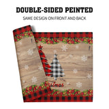 Merry Christmas Placemats Set of 4 18" x 12", Winter Xmas Tree Snowflake Red Plaid Table Mats Heat-Resisting Non Slip Reversible Burlap Coffee Place Mats for Party Dining Table Kitchen Decor Sweetshow