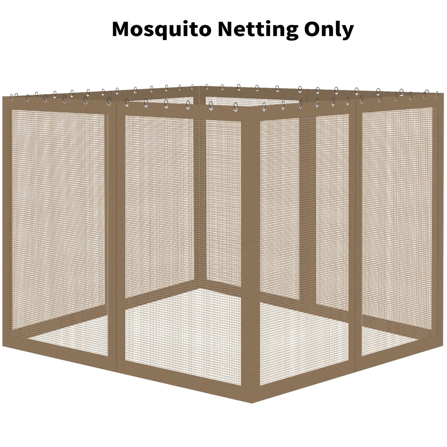 OIPUNSHLE Gazebo Universal Replacement Mosquito Netting, 10'x10' Gazebo Netting Outdoor, 4-Panel Screen Walls for Outdoor Patio with Zipper (Mosquito Net Only) (Brown)