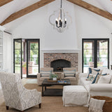 lighceac 6-Light 21" Farmhouse Orb Chandelier Rustic Handmade Distressed White Wood Hanging Ceiling Pendant Light Fixture Wood Lantern Chandeliers for Dining Room Kitchen Bedroom Foyer Hallway lighceac