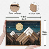 Putuo Decor Wooden Mountain Wall Art, Moon Over Mountain Nature Wilderness Wood Wall Sign Western Decor, Rustic Cabin Decor Adventure Wall Decor for Living Room Bedroom Putuo Decor