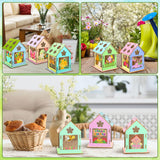Cinnvoice 12 Sets Spring House Craft Kit to Paint DIY Birdhouse Kit Painting Puzzle Spring Wooden Houses Village Scene Festival Wood Craft House Decors for Table Centerpieces Home Cinnvoice