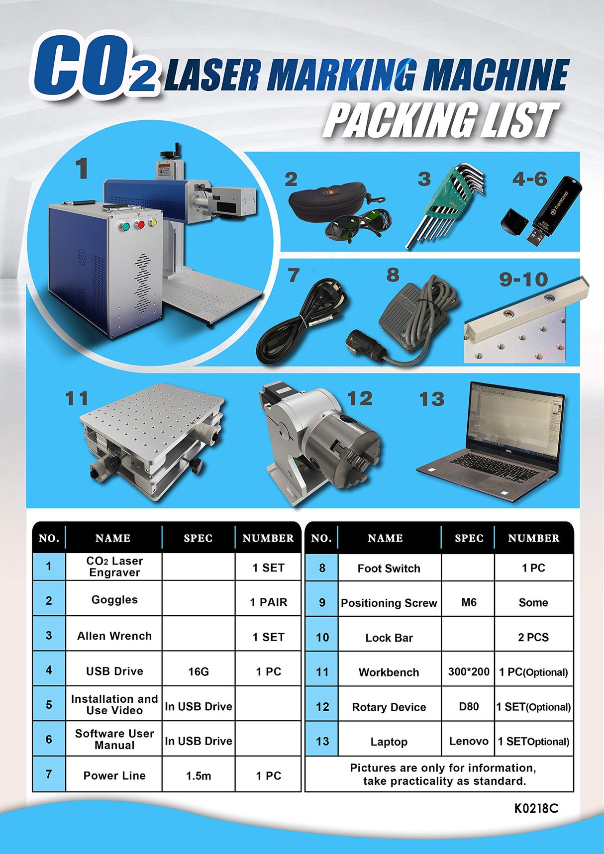 CO2 Galvo Laser Engraver Laser Marking Machine Laser Marker 30W, 140×140mm Lens with D80 Rotary Axis SFX