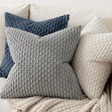 MIULEE Pack of 2 Decorative Throw Pillow Covers 18x18 Inch Soft Boho Striped Textured Corduroy Pillow Covers Modern Farmhouse Home Decor for Couch Bed Sofa Living Room Cream White MIULEE