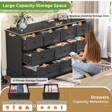 Hasuit Black Bedroom Dresser with 10 Drawers, 55.2" Long Drawer Dresser with Charging Station, Farmhouse Dresser Chest of Drawers, Large Wooden Storage Tower Organizer Dresser for Bedroom Living Room Hasuit