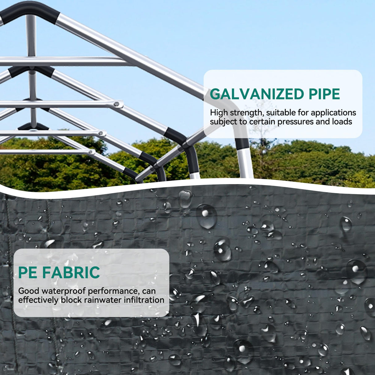 YITAHOME 8 x 14 FT Carport Car Canopy Heavy Duty Galvanized Frame Car Shelter Car Canopy Tent with Removable Sidewalls, Portable Garage Tent Boat Shelter - Gray YITAHOME