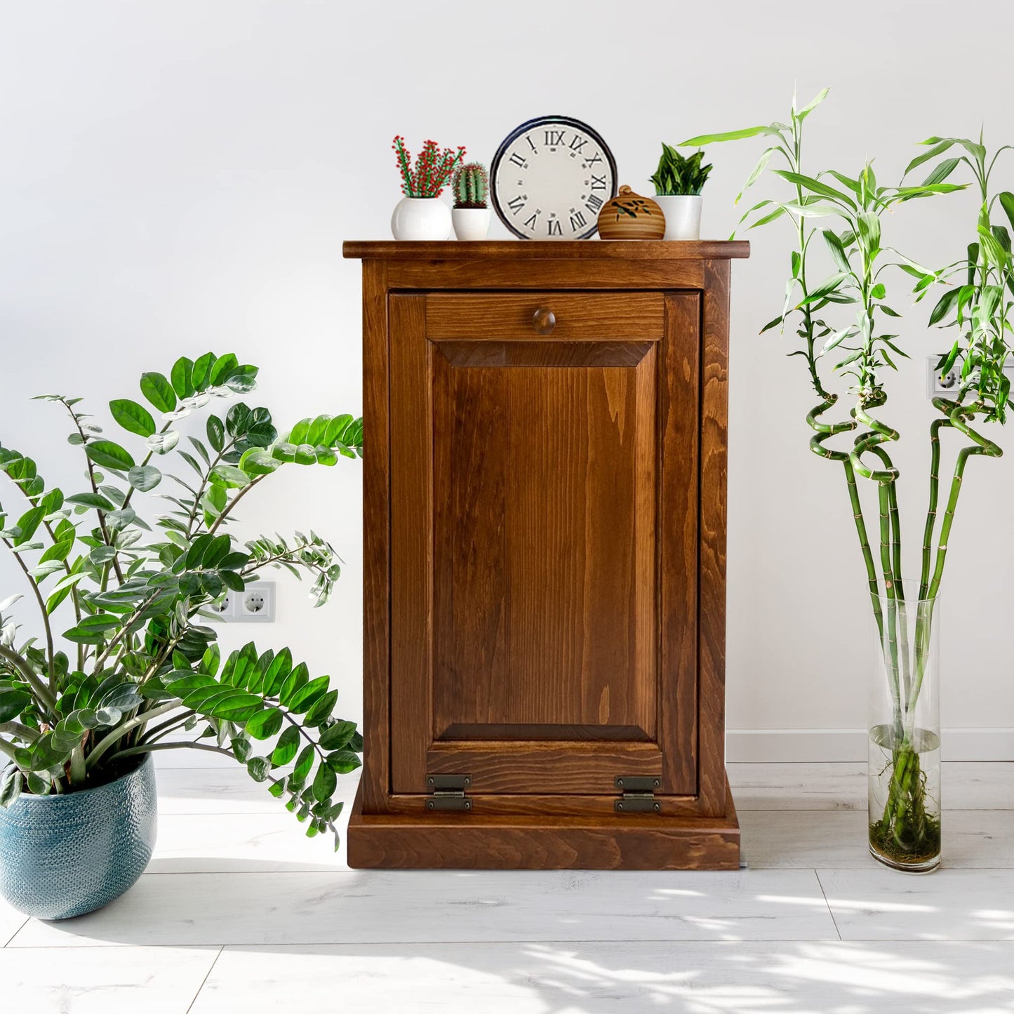 Peaceful Classics Tilt Out Trash Cabinet Without Drawer - Wooden Pull Out Cabinet, Decorative Trash Bin Cabinet for Kitchen, Bedroom, & Home Patio, Tilt Out Laundry Hamper Cabinet - Cherry - WoodArtSupply