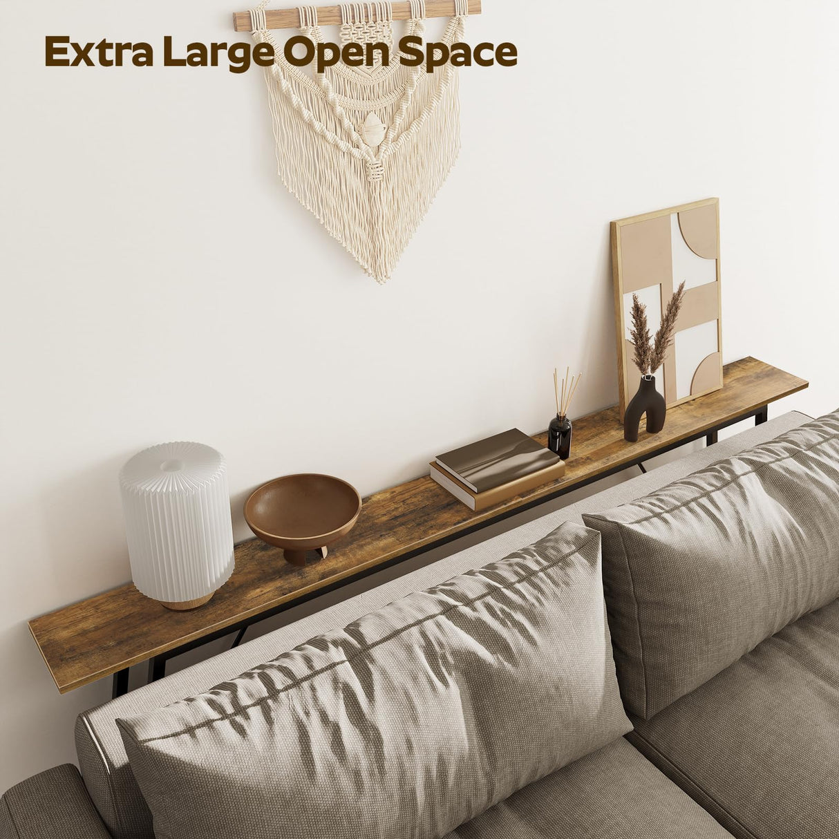 YATINEY 71" Console Table, Narrow Entryway Table, Extra Long Sofa Tables, Industrial Hallway Table for Entryway, 2-Layer Console Sofa Table Behind Couch, Rustic Brown and Black CT18BR YATINEY