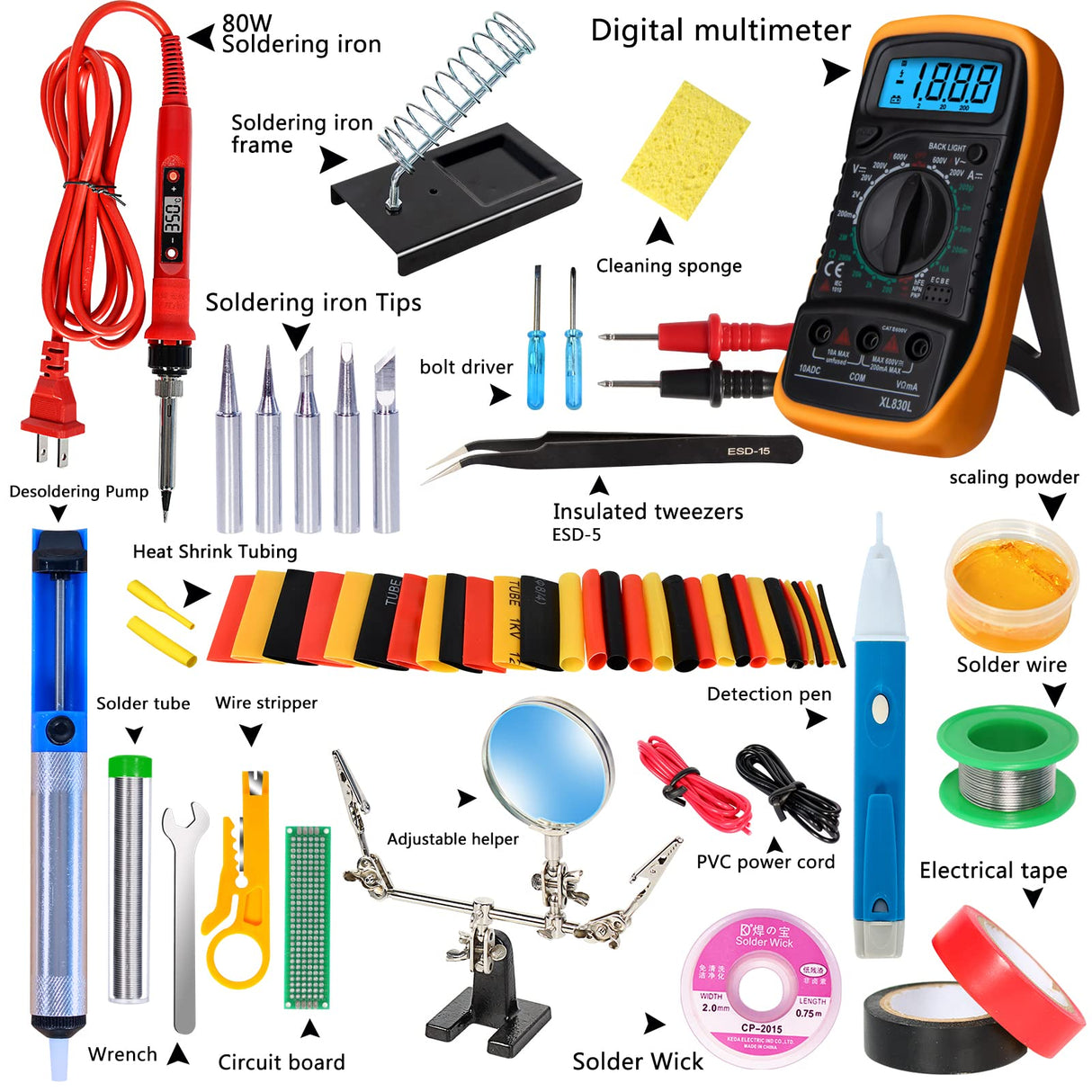 Soldering Iron Kit,80W LCD Digital Soldering Gun with Adjustable Temperature Controlled and Fast Heating Ceramic Thermostatic Design KYZHXVO
