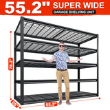 REIBII 55.2'' W x 78.2'' H x 26'' D, 5-Tier Metal Garage Shelving Units, 3000LBS Capacity, Adjustable Heavy Duty Shelves, 2 Pack REIBII