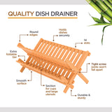Dish Drying Rack - Collapsible 2-Tier Bamboo Dish Drainer Kitchen Plate Rack for Kitchen Countertop - Foldable & Compact for Space-Saving Storage Bambüsi