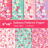 CUTBLAJAT 112 Sheets Heavier Origami Paper Japanese Cherry Blossom Pattern Sakura Bronzing Chiyogami 6" 15cm Washi Easy Fold Paper for Beginner cutblajat