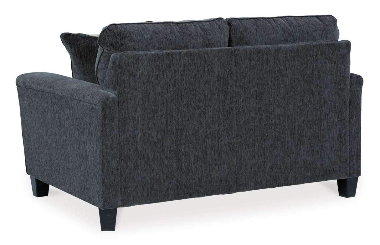 Signature Design by Ashley Abinger Chenille Contemporary Loveseat with 2 Accent Pillows, Dark Gray Signature Design by Ashley