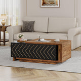 Tribesigns Extendable Coffee Table, 42"-65" Length Adjustable Reversible Wood Coffee Table with 2 Storage Drawers for Living Room, Large Long Rectangular Dual-Tone Center Table (Brown & Black) Tribesigns