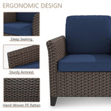 Yokayoay Patio Couch with High Back, 75" 3 Seats Outdoor Sofa, All Weather PE Wicker Couch with Waterproof Cushion for Porch, Backyard, Balcony, Deck Yokayoay