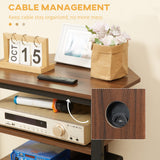 HOMCOM TV Stand, AV Media Stand, Corner Audio Tower with Storage Shelves and Steel Frame, Living Room Storage, Brown HOMCOM