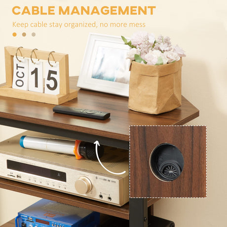 HOMCOM TV Stand, AV Media Stand, Corner Audio Tower with Storage Shelves and Steel Frame, Living Room Storage, Brown HOMCOM