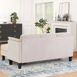 HAOMARKETS Modern Convertible L Shaped Sofa with Storage Ottoman,3-Seater Corduroy Fabric Couch with Reversible Chaise Lounge, Sectional Couches for Small Spaces, Living Room, Apartment, Beige HAOMARKETS