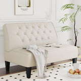 annjoe Button Tufted Loveseat Settee Upholstered Sofa Backrest Buckle Couch Banquette Bench for Dining Room Living Room Bedroom Funiture annjoe