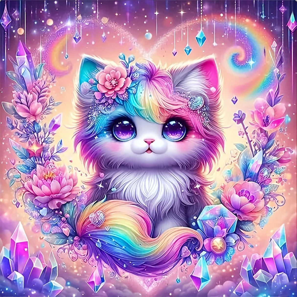 Hestarcul DIY Diamond Art Kits for Adults,5D Diamond Painting Kit for Beginner,Full Round Gem Art Paint by Diamond for Home Wall Decor,Gift for Adult. (cat) Hestarcul