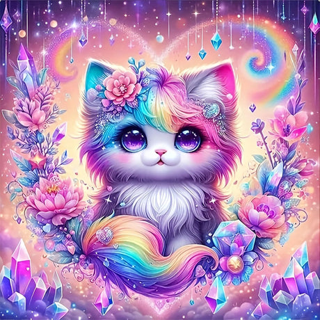 Hestarcul DIY Diamond Art Kits for Adults,5D Diamond Painting Kit for Beginner,Full Round Gem Art Paint by Diamond for Home Wall Decor,Gift for Adult. (cat) Hestarcul