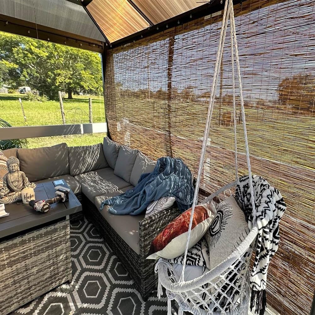 Generic Patio Bamboo Roller Shades, Outdoor Roll-up Blinds, Bamboo Window Shade, Home Roman Blinds, Anti-UV 36x72 27x48 34x84 55x96 20x84in (Color : Brown) WoodArtSupply