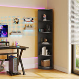 YITAHOME 5-Tier Black Corner Bookshelf - Modern Free Standing Display Bookcase YITAHOME
