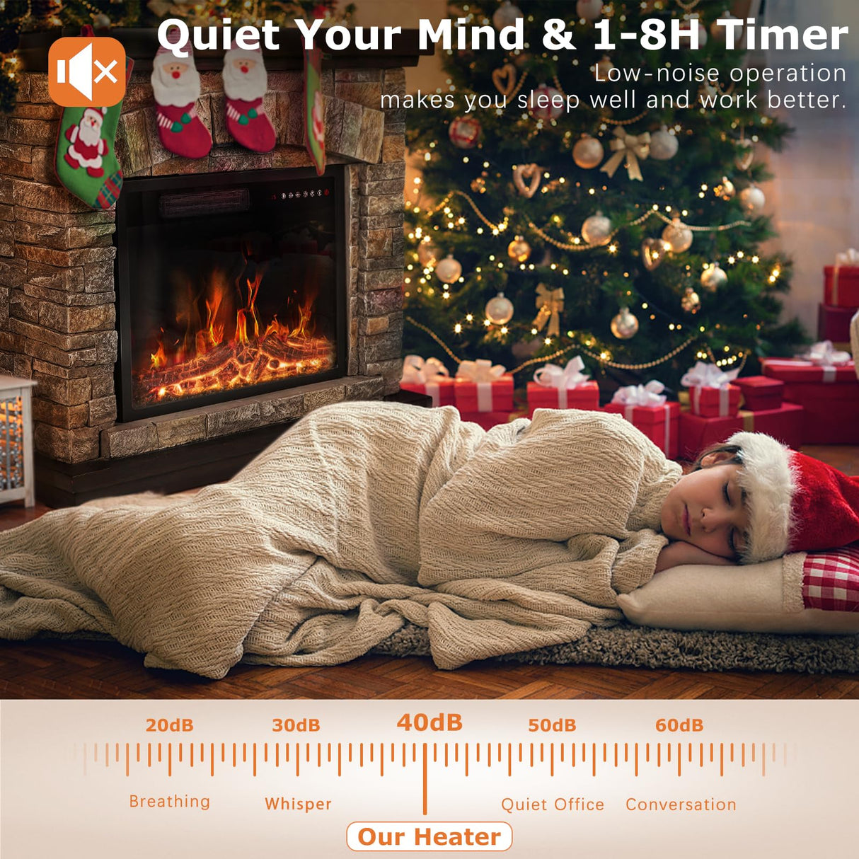 PUKAMI Electric Fireplace with Mantel, Freestanding Stone Fireplace Heater TV Stand with Remote Control, Realistic Flame Effect and 3D Log, 750W/1500W (40 inch) PUKAMI