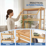 Magshion Display Cabinet with Acrylic Doors, 5-Tier Curio Cabinet for Collectibles, Display Case Showcase for Living Room, Office, 27.5"(L) x 13.5"(W) x 67.5"(H), Natural Magshion